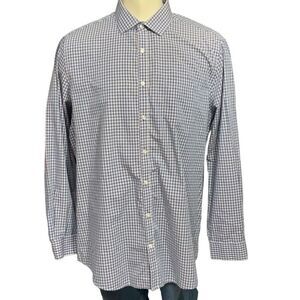 Dressmann Vtg Well dressed Blue Gray Gingham Check Shirt Long Sleeve 2XL 45/46